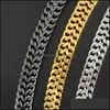 Bracelets de charme elegante / preto / para homens mulheres 7mm Titanium Stone Curb Cuban Link Chain Party Jewelry Gift 3362 Q2 Drop Delivery DHSJP
