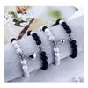 Beaded Strands 2022 Fashion 2Pcs/Set Natural Stone Beads Yoga Strand Bracelet For Lovers Distance Magnet Couple Bracelets Healing F Dhlyt