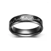 Wedding Rings Creative ECG Heartbeat Titanium Steel Classic Black Men Women Jewelry Gifts
