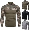 Mäns T-shirts Taktisk kamouflage utomhusstrid Militär enhetlig dragkedja Sweatshirt Mens Long Sleeve Pocket Fitness Shirts Tops 230130