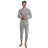 Men's Thermal Underwear Solid Set Winter Warm Fleece Compression Quick Drying Long Johns Clothes 230131