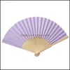 Annan heminredning Portable storlek DIY Summer Bamboo Folding Hand Hold Fan Chinese Dance Party Pocket Gifts Wedding Solid Color Drop Del Otoc0