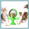 Dog Toys Chews Pet Cat Feeder Toy Kitten Teasing Turntable Windmill Leakage Training Ball 360 Rotating Feeding Toypet Accessories Dhxnb