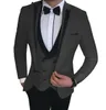 Herrdräkter Leisure Mens Slim Fit 3 Pieces Tuxedos Terno Masculino Groom Wedding Custom Made Prom Evening Blazer Jacket Vest Pants