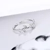 Bröllopsringar 2023 Elegant Ginkgo Leaf Finger For Women Vintage Bijoux Silver Färgöppning Justerbara trendiga smycken