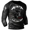 Men's T-Shirts Vintage Cotton T-shirts 3D Printed Loose Long Sleeve America 66 Route Tops Oversized Motorcycle T Shirt Man Biker Clothing 230131