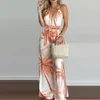 Dames Jumpsuits Rompertjes Dames Zomer Sexy Bloemenprint Jumpsuits Boho Mouwloos Ruglooze Wijde Pijpen Lange Overalls Rompertjes Vrouwelijke Losse Overalls Jumpsuit 230131