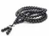 Brin naturel noir obsidienne 10mm pierres précieuses pierre bouddhiste 108 perles prière Mala Long collier multi-usages 5 brins/paquet