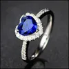 Band an￩is azul austr￭aco Cristal Heart Love for Women Clear Rhinestone Romantic Wedding Jewelry Party Wholesale Drop Deliver