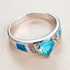 Bröllopsringar Aqua Blue Stone Ring Triangle Crystal Zircon for Women Jewelry Vintage Fashion Fire Opal Engagement Gift