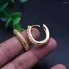 Hoop Earrings Women Desinger Inoxidable Gold Plated CZ Paved Oval For