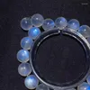 Strand Natural Blue Light Moonstone Beads Clear Armband 10.7mm Women Stretch Crystal Round