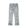 Mäns jeans FEMQ High Street Ripped Solid Color 2023 Spring Stylish Male Denim Trousers Fashion Stragiht Pants 24b811 230131