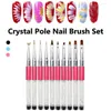 Nail Art Kits 3Colors 10Pcs Crystal Pole Brush Set Girl Carving Fan Shaped Shinny Drawing Polishing Pen Manicure Tool