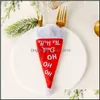 Christmas Decorations Hat Storage Bags Tableware Box Cutlery Case Knife Fork Sets Kitchen Utensils Dinnerware Bag Dinner Set Party S Dhznp