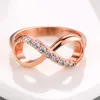 Anneaux de mariage simples femmes bague infini noeud cadeau éternité Zircon bande taille 5-10