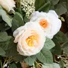 Decorative Flowers Artificial Peony Vine Rose Leaf Camellia Rattan With Fruit Wedding Home Garden Balcony Flower Green Plant Wall Hanging