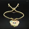 Link Armbänder Edelstahl Türkei Auge Herz Charme Frauen/Kinder Gold Farbe Islam Perlen Schmuck Pulseira Feminina B5209S01