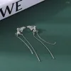 Rückseiten-Ohrringe, Schmetterlings-Ohrclip, glänzender Zirkon, goldfarben, lange Quaste, Manschette, Geschenk für Frauen ohne Piercing, Modeschmuck