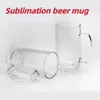 wholesale 16oz Sublimation glasses Mug with handle clear frosted Wine Glasses Heat Transfer Printing Frosted cup Transparent Glass Cup 01