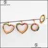 Stud Colorf Zircon Heart Hoop Pendientes 18K Chapado en oro Cubic Zirconia Cuff Para Mujeres Valentines Day Giftz Drop Delivery Jewelry Dh1De