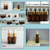 F￶rpackningsflaskor Lot 768 st 10 ml Amber Glass Droper Bottle Tiny Small Vails f￶r 10 ml eteriska oljor Cosmetics Sampe SN2201 Drop Del Dhiif