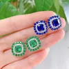 Stud-oorbellen 2023 Emerald 7 studs vrouwelijk 925 Silver Cross Border e-commerce set geschenkdoos