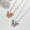 Pendant Necklaces Elegant Necklace For Women Butterfly Colorful Silver Color Clavicle Chain Anniversary Gift Jewelry Collar 2023