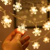 Strängar 10/20/40/80LEDS SNOWFLAK Sträng Fairy Lights Garland Batteri Powered Christmas Tree Decor Lighting Wedding Garden Party Decors