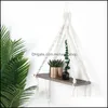 Other Home Decor Wall Hanging Wood Floating Storage Shelf With Swing Crochet Rope Display Organizer Boho Tassel Plant Hanger For Dro Ot2Cd