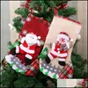 Kerstdecoraties Boom Kous Elk Bear Snowman Patroon Santa Claus Gift Candy Sock Bag Hanger Kerstmis Decoratiebomen Hangen S DHVMT