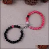 Beaded Strands 2022 Fashion 2Pcs/Set Natural Stone Beads Yoga Strand Bracelet For Lovers Distance Magnet Couple Bracelets Healing F Dhlyt