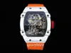 Sport Tourbillon Men tittar p￥ RM27-02 All-Carbon Fiber Case Sapphire Crystal Mirror Back Fast-roterande urverk fall ger upp till 52 timmars kraftlagring