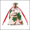 Weihnachtsdekorationen Candy Bag Bronzing Organza Dstring Beutel Geschenk Schmuck Verpackung Taschen Weihnachtsdekoration Verpackung Drop Lieferung H Dhvjc