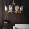 Chandeliers Modern Luxury Copper Led Chandelier E14 Lustre American K9 Crystal Luminarias Lighting Round Lamparas Fixtures