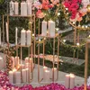Decoração de festas Casamento Metal Plating Gold Color Coluna Flor Vaso Stand para peça central