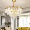 Chandeliers Modern Round Gold Black Crystal LED Pendant Lamp Restaurant Living Room Light American Luxury Decor Lighting Fixture