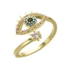 Bandringen mode -sieraden Evil Eye Ring Gold vergulde dames ingelegde zirkoon opening verstelbare blauwe ogen drop levering dhygb