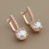 Dangle Earrings Trend Rose Gold Color Micro-wax Inlay Natural Zircon Drop Women Wedding Fashion Jewelry Cute Unusual