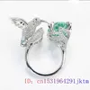 Cluster Rings Zircon Hummingbird Designer Crystal Blue Jewelry Adjustable Ring Talismans Gemstones Women Carved Natural 925 Silver