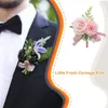 Decoratieve bloemen 4 stks kunstmatige bloem handgemaakte boutonniere lint broche mode charmante corsages bruidegom ceremonie boeket