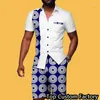 Survêtements pour hommes Survêtement Homme Style Ethnique Africain Été Chemise À Manches Courtes 2 Pièces Motif 3D Bouton Revers Casual Homme Streetwear Tenue