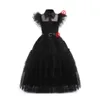 Robes de fille mercredi costume de fille pour carnaval Halloween Black Events Cosplay Robe Kids Test Party Clothes Fashion Gothic Vestido 3-12T 230801