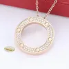 Pendant Necklaces Classic Zircon Titanium Steel Circle Necklace 18K Rose Gold Love Clavicle Chain Men's And Women's Dinner Jewelry Gift