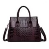 Sacs de soirée en cuir véritable épaule femme Vintage Crocodile grands fourre-tout femmes sac à bandoulière luxe sac à main Designer