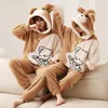 Damskie pary sutowe pary piżamowe sceny kobiety mężczyźni zima gęstość piżamy kreskówka niedźwiedź koreańskie kochanki odzież domowa miękkie ciepłe bluzy pijama