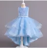 Vestidos de niña Lentejuelas brillantes Hi-Lo Niño Vestidos de niña de flores Cumpleaños Tul Sin mangas Arco Princesa estrellada Fiesta de bodas para niños Vestido formal 230801