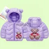 Cardigan 2022 New Cartoon Bear Down Cappotti Autunno Inverno Bambini Sottile Capispalla calda Neonate Ragazzi Giacche di cotone per 15 anni J230801