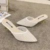 Sandals Stiletto Heels Slide Pointed Toe Breathable Air Mesh Slippers Outside 230731