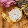 Pocket Watches Luxury Noble Golden Quartz Watch Lady Exquisite Roman Numeral Dial Men Durable Chain Alloy Necklace Pendant Gifts For Mom